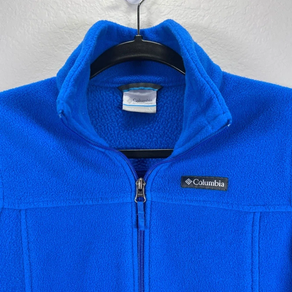 Columbia Fleece‎ Jacket Full Zip Pockets Cozy Warm Blue Coat kids L 14/16
